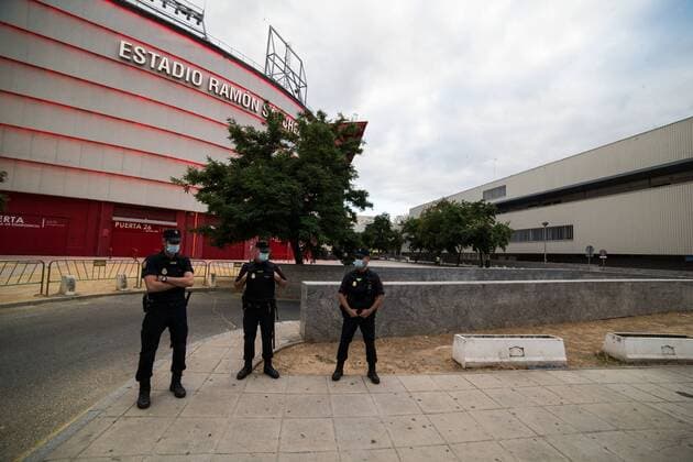 Pre Derby moments in Seville between Sevilla Futbol Club and Real Betis Balompie at Ramon Sanchez Pizjuan Stadium during the Covid 19 Pandemic 11 June, 2020 in Madrid, Spain Cordon Press  xJoaquinxCorcherox xCORONAVIRUS:xTHExSANCHEZxPIZJUANxSTADIUMxARExPREPARINGxFORxTOxLOCALxDERBYx