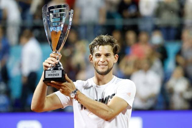 Bilder des Jahres 2020, Sport 06 Juni Sport Themen der Woche KW24 Sport Bilder des Tages (200615) -- BELGRADE, June 15, 2020 (Xinhua) -- Austria s Dominic Thiem pose for the photo with his trophy after defeating Filip Krajinovic of Serbia in the final match at the tennis tournament Adria Tour in Belgrade, Serbia on June 14, 2020. (Xinhua Predrag Milosavljevic) (SP)SERBIA-BELGRADE-TENNIS-ADRIA TOUR 