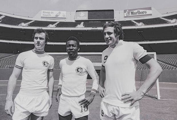 v,l, Franz Beckenbauer;Pele; Giorgio Chinaglia Cosmos N.Y