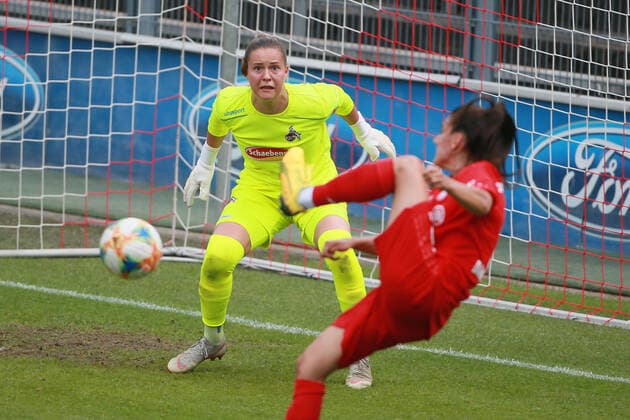 Sport 1 FC Cologne vs. Bayern Munich Football 1 Bundesliga Women from left Elvira Herzog 1 FC Cologne , Jovana Dammjanovic Bayern , 17 06 2020 firo Sportphoto