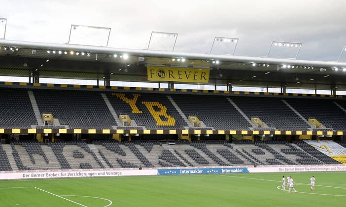 Photo Manuel Geisser 19 6 2020 Wankdorf Stadium Bern Football Super League 24 Matchday BSC Young Boys FC Zurich Wankdorf logo on the stands