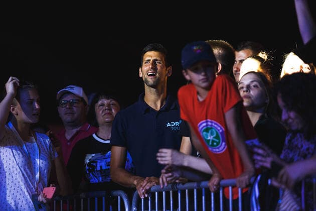 Adria Tour - Djokovic on Gibonni concert Tennis player Novak Djokovic enjoy on Zlatan Stipisic Gibonni concert during a Adria Tour tennis tournament in Zadar, Croatia on June 19, 2020. MarkoxDimic PIXSELL