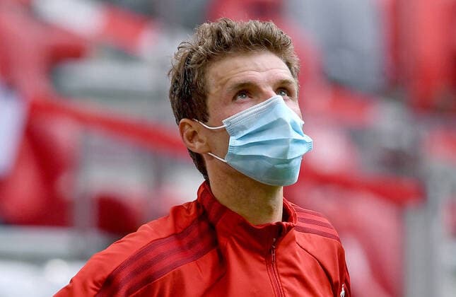 1 German Football League FC BAYERN MUENCHEN SC FREIBURG Munich, Germany, 20th June 2020, Thomas MUELLER, MÜLLER, FCB 25 half size, portrait, at the 1 Bundesliga match FC BAYERN MUENCHEN SC FREIBURG in season 2019 2020 am matchday 33 FCB Foto Markus Ulmer Pressefoto Ulmer Pool via Peter Schatz DFL REGULATIONS PROHIBIT ANY USE OF PHOTOGRAPHS as IMAGE SEQUENCES and or QUASI VIDEO National and international News Agencies OUT Editorial Use ONLY Munich Allianz Arena Bavaria Germany Poolfoto Markus Ulmer Pressefoto Ulmer Pool via Peter Schatz ,EDITORIAL USE ONLY