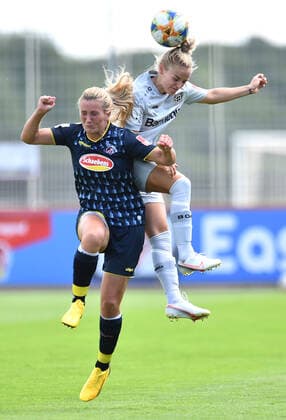 21 06 2020 Football, Women Bundesliga, 2019 2020, 21 Matchday, Bayer 04 Leverkusen 1 FC Köln L R Rachel Rinast Köln , Lena Uebach Leverkusen DFB REGULATIONS PROHIBIT ANY USE OF PHOTOGRAPHS AS IMAGE SEQUENCES AND OR QUASI VIDEO Photo Noah Wedel Köln Nordrhein Westfalen Germany Youth Football Centre Kurtekotten