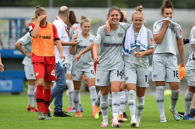 21 06 2020 Football, Women Bundesliga, 2019 2020, 21 Matchday, Bayer 04 Leverkusen 1 FC Köln L R Juliane Wirtz Leverkusen , Lena Uebach Leverkusen DFB REGULATIONS PROHIBIT ANY USE OF PHOTOGRAPHS AS IMAGE SEQUENCES AND OR QUASI VIDEO Photo Noah Wedel Cologne North Rhine-Westphalia Germany Youth Football Centre Kurtekotten