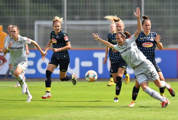 21 06 2020 Football, Women Bundesliga, 2019 2020, 21 Matchday, Bayer 04 Leverkusen 1 FC Köln M R Ivana Rudelic Leverkusen , Carolin Schraa Köln DFB REGULATIONS PROHIBIT ANY USE OF PHOTOGRAPHS AS IMAGE SEQUENCES AND OR QUASI VIDEO Photo Noah Wedel Köln Nordrhein Westfalen Germany Youth Football Centre Kurtekotten