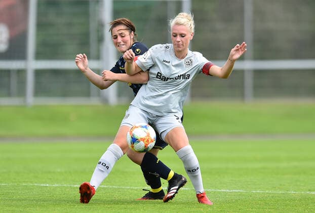 21 06 2020 Football, Women Bundesliga, 2019 2020, 21 Matchday, Bayer 04 Leverkusen 1 FC Köln V H Merle Barth Leverkusen , Karoline Kohr Köln DFB REGULATIONS PROHIBIT ANY USE OF PHOTOGRAPHS AS IMAGE SEQUENCES AND OR QUASI VIDEO Photo Noah Wedel Köln Nordrhein Westfalen Germany Youth Football Centre Kurtekotten
