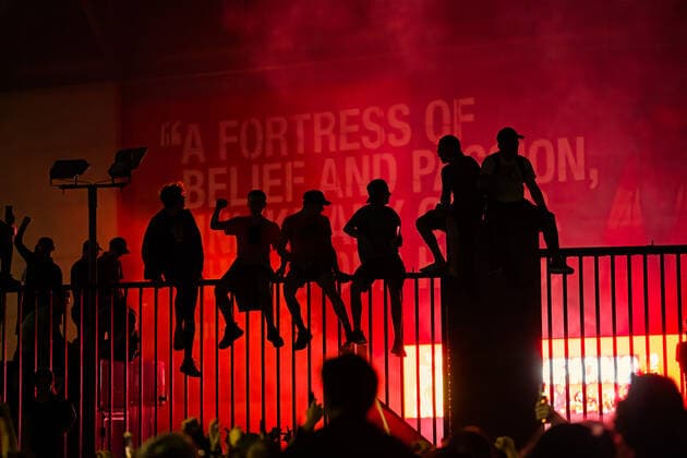 Football - 2019 2020 Premier League - Liverpool are Premier League Champions Liverpool fans take to the streets to celebrate Premier League title - and first English title for 30 years. COLORSPORT TERRY DONNELLY 