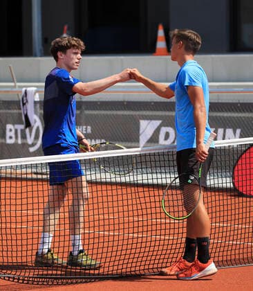 L R Philip Florig congratulates the winner Niklas Guttau, Tannenhof Resort German Men s Series, DTB German Pro Series, TennisBase, Oberhaching Munich Tannenhof Resort German Men s Series TennisBase Oberhaching Munich Tannenhof Resort German Men s Series TennisBase Oberhaching Munich Bayern Germany 26 June 2020 Copyright: xJuergenxHasenkopfx
