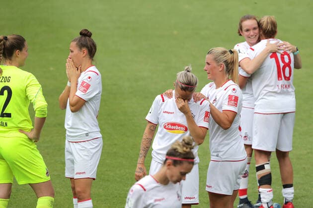 Sport 1 FC Köln vs SC Sand Fussball 1 Bundesliga Women Disappointment with FC Women after relegation from the 1 League 28 06 2020 firo Sportphoto
