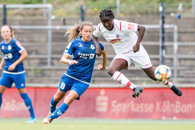 FLYERALARM Women Soccer Bundesliga 1 FC Koeln SC Sand 28 06 2020 Dina Blagojevic 10, SC Sand 1946 , Eunice Beckmann 11, 1 FC Koeln FLYERALARM Women Soccer Bundesliga, 1 FC Koeln SC Sand, Koeln, Franz Kremer Stadion DFL REGULATIONS PROHIBIT ANY USE OF PHOTOGRAPHS AS IMAGE SEQUENCES AND OR QUASI VIDEO Copyright: xBEAUTIFULxSPORTS Wunderlx