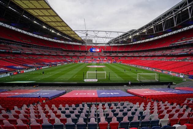 General view of Wembley Stadium with no spectators during the Sky Bet League 2 PLAY-OFF Final match between Exeter City and Northampton Town at Wembley Stadium, London, England on 29 June 2020. Copyright: xAndyxRowlandx PMI-3511-0052