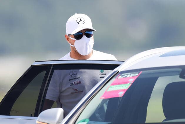 FORMULA 1 - GP of Austria 2020 ZELTWEG,AUSTRIA,02.JUL.20 - MOTORSPORTS, FORMULA 1 - Grand Prix of Austria, Red Bull Ring, start of the Formula 1 season, arrival of the drivers. Image shows Valtteri Bottas (FIN Mercedes) wearing a facemask. GEPAxpictures xChristianxWalgram