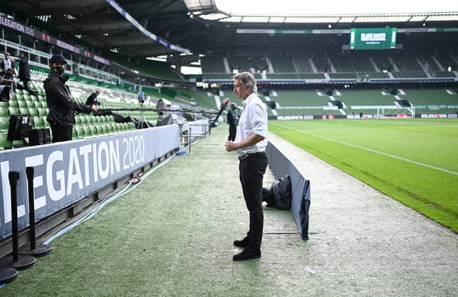 SV Werder Bremen vs. 1 FC Heidenheim Relegation 01 02 07 2020 Manager Frank Baumann Werder during the interview Sport Fussball 1 Bundesliga nphgm001 Season 19 20 Relegation First leg SV Werder Bremen 1 FC Heidenheim, 02 07 2020 Photo Marvin Ibo Güngör GES Pool via gumzmedia nordphoto Bremen HB Germany Poolfoto GES gumzmedia nordphoto ,EDITORIAL USE ONLY