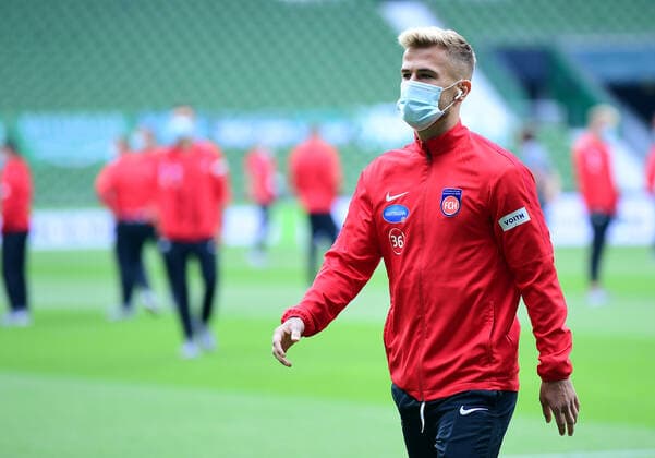 SV Werder Bremen vs 1 FC Heidenheim Relegation 01 02 07 2020 Niklas Dorsch Heidenheim Bremen, 02 07 2020, Football, Bundesliga, Relegation, First leg, SV Werder Bremen 1 FC Heidenheim Foto TimGroothuis Witters Pool via gumzmedia nordphoto DFL REGULATIONS PROHIBIT ANY USE OF PHOTOGRAPHS AS IMAGE SEQUENCES AND OR QUASI VIDEO EDITORIAL USE ONLY NATIONAL AND INTERNATIONAL NEWS AGENCIES OUT Bremen Poolfoto TimGroothuis Witters nordphoto ,EDITORIAL USE ONLY