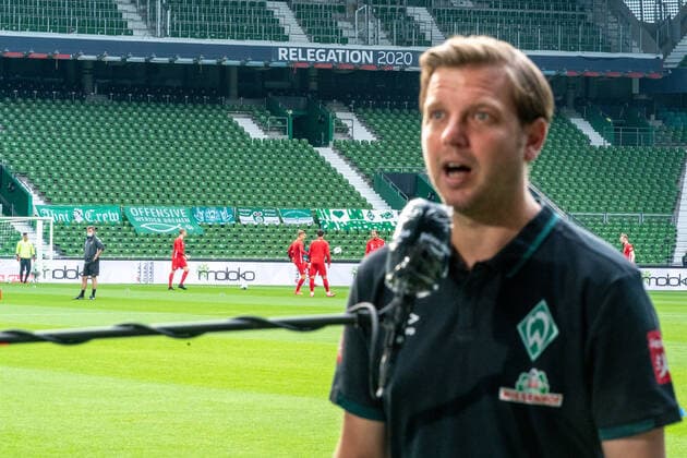 SV Werder Bremen vs 1 FC Heidenheim Relegation 01 02 07 2020 Florian Kohfeldt Trainer SV Werder Bremen unscarf Images sharp Faeture Sport nphgm001 Football 1 Bundesliga Season 19 20 Relegation 01 SV Werder Bremen vs 1 FC Heidenheim 02 07 2020 Foto gumzmedia nordphoto POOL DFL regulations prohibit any use of photographs as image sequences and or quasi video EDITORIAL USE ONLY National and international News Agencies OUT Bremen wohninvest Weserstadion Bremen GERMANY Poolfoto gumzmedia nordphoto ,EDITORIAL USE ONLY