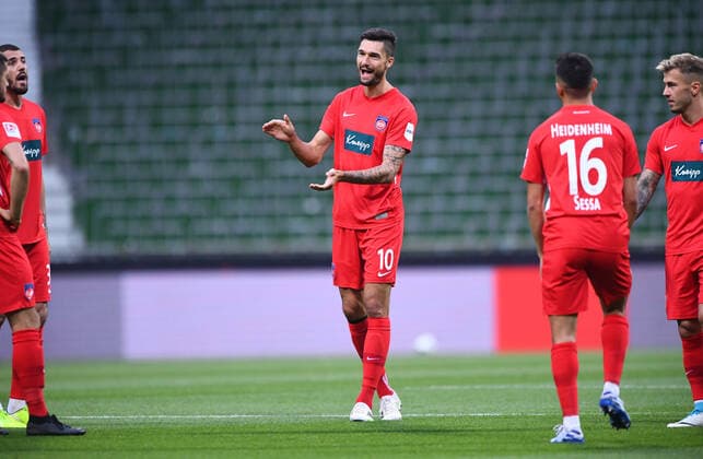 SV Werder Bremen vs 1 FC Heidenheim Relegation 01 02 07 2020 Motivated before the game Tim Kleindienst Heidenheim Sport Football 1 Bundesliga nphgm001 Season 19 20 Relegation First leg SV Werder Bremen 1 FC Heidenheim, 02 07 2020 Photo Marvin Ibo Güngör GES Pool via gumzmedia nordphoto Bremen HB Germany Poolfoto GES gumzmedia nordphoto ,EDITORIAL USE ONLY