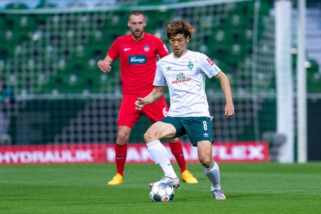 SV Werder Bremen vs 1 FC Heidenheim Relegation 01 02 07 2020 Yuya Osako Werder Bremen 08 Sport nphgm001 Football 1 Bundesliga Season 19 20 Relegation 01 SV Werder Bremen vs 1 FC Heidenheim 02 07 2020 Foto gumzmedia nordphoto POOL DFL regulations prohibit any use of photographs as image sequences and or quasi video EDITORIAL USE ONLY National and international News Agencies OUT Bremen wohninvest Weserstadion Bremen GERMANY Poolfoto gumzmedia nordphoto ,EDITORIAL USE ONLY