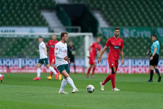 SV Werder Bremen vs 1 FC Heidenheim Relegation 01 02 07 2020 Philipp Bargfrede Werder Bremen 44 Sport nphgm001 Football 1 Bundesliga Season 19 20 Relegation 01 SV Werder Bremen vs 1 FC Heidenheim 02 07 2020 Foto gumzmedia nordphoto POOL DFL regulations prohibit any use of photographs as image sequences and or quasi video EDITORIAL USE ONLY National and international News Agencies OUT Bremen wohninvest Weserstadion Bremen GERMANY Poolfoto gumzmedia nordphoto ,EDITORIAL USE ONLY