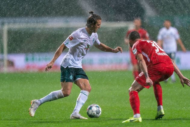 SV Werder Bremen vs 1 FC Heidenheim Relegation 01 02 07 2020 Niclas Filling Jug Filling Jug Werder Bremen 11 , Norman Theuerkauf 1 FC Heidenheim 1846 30 Sport nphgm001 Football 1 Bundesliga season 19 20 Relegation 01 SV Werder Bremen vs 1 FC Heidenheim 02 07 2020 Foto gumzmedia nordphoto POOL DFL regulations prohibit any use of photographs as image sequences and or quasi video EDITORIAL USE ONLY National and international News Agencies OUT Bremen wohninvest Weserstadion Bremen GERMANY Poolfoto gumzmedia nordphoto ,EDITORIAL USE ONLY