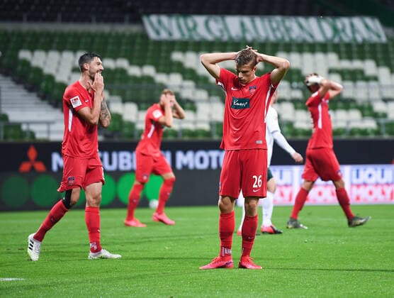 Werder Bremen 1 FC Heidenheim Football, Relegation, Werder Bremen 1 FC Heidenheim Frustration at David Otto Heidenheim r Photo Marvin Ibo Güngör GES Pool via xim gs DFL regulations prohibit any use of photographs as image sequences and or quasi video Editorial use only National and international news agencies out Bremen Germany Poolfoto Marvin Ibo Güngör GES Pool via xim.gs ,EDITORIAL USE ONLY