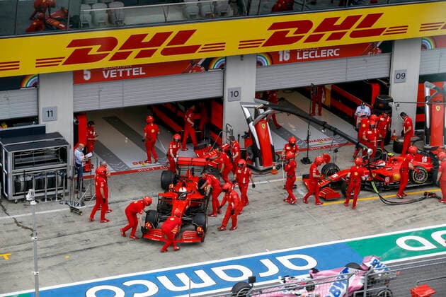 Motorsports: FIA Formula One World Championship, WM, Weltmeisterschaft 2020, Grand Prix of Austria, 5 Sebastian Vettel (GER, Scuderia Ferrari Mission Winnow), 16 Charles Leclerc (MCO, Scuderia Ferrari Mission Winnow), Spielberg Austria
