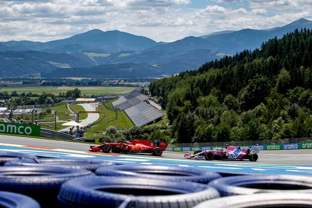 Motorsports: FIA Formula One World Championship, WM, Weltmeisterschaft 2020, Grand Prix of Austria, 5 Sebastian Vettel (GER, Scuderia Ferrari Mission Winnow), 18 Lance Stroll (CAN, BWT Racing Point F1 Team), Spielberg Austria