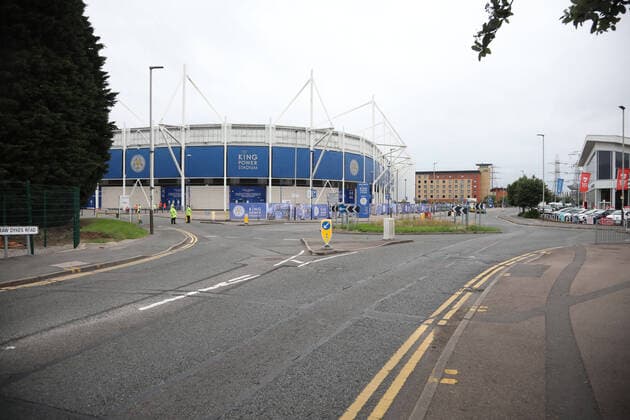 The roads around the King Power Stadium are quiet whilst Leicester City play a football match against Crystal Palace behind closed doors on day one hundred and three of lockdown and Leicester has become the first local area to be placed back into lockdown, whilst most of the country has had a further relaxation of Coronavirus restrictions including being able to go to pubs, barbers and hairdressers. 