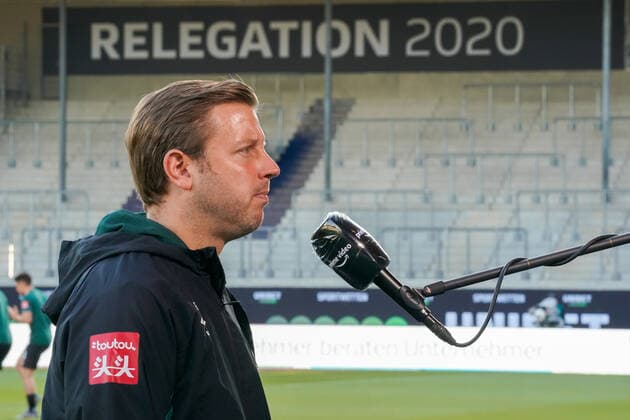 1 FC Heidenheim vs SV Werder Bremen Relegation 02 06 07 2020 Florian Kohfeldt Trainer SV Werder Bremen , DAZN Interview Sport nphgm001 Football 1 Bundesliga Season 19 20 Relegation 02 1 FC Heidenheim vs SV Werder Bremen 06 07 2020 Foto gumzmedia nordphoto POOL DFL regulations prohibit any use of photographs as image sequences and or quasi video EDITORIAL USE ONLY National and international News Agencies OUT Heidenheim Voith Arena BW GERMANY Poolfoto gumzmedia nordphoto ,EDITORIAL USE ONLY