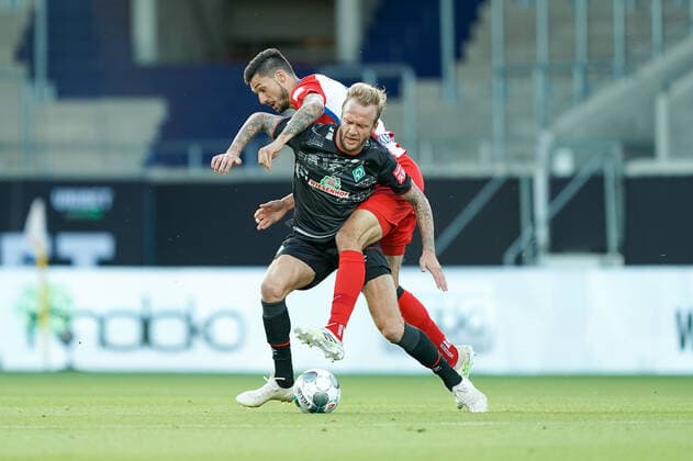 1 FC Heidenheim vs SV Werder Bremen Relegation 02 06 07 2020 Kevin Vogt Werder Bremen 03 Tim Kleindienst 1 FC Heidenheim 1846 10 Sport nphgm001 Football 1 Bundesliga season 19 20 Relegation 02 1 FC Heidenheim vs SV Werder Bremen 06 07 2020 Foto gumzmedia nordphoto POOL DFL regulations prohibit any use of photographs as image sequences and or quasi video EDITORIAL USE ONLY National and international News Agencies OUT Heidenheim Voith Arena BW GERMANY Poolfoto gumzmedia nordphoto ,EDITORIAL USE ONLY