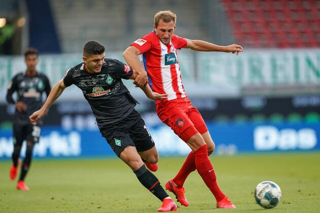 1 FC Heidenheim vs SV Werder Bremen Relegation 02 06 07 2020 Milot Rashica Werder Bremen 07 Sport nphgm001 Football 1 Bundesliga Season 19 20 Relegation 02 1 FC Heidenheim vs SV Werder Bremen 06 07 2020 Foto gumzmedia nordphoto POOL DFL regulations prohibit any use of photographs as image sequences and or quasi video EDITORIAL USE ONLY National and international News Agencies OUT Heidenheim Voith Arena BW GERMANY Poolfoto gumzmedia nordphoto ,EDITORIAL USE ONLY