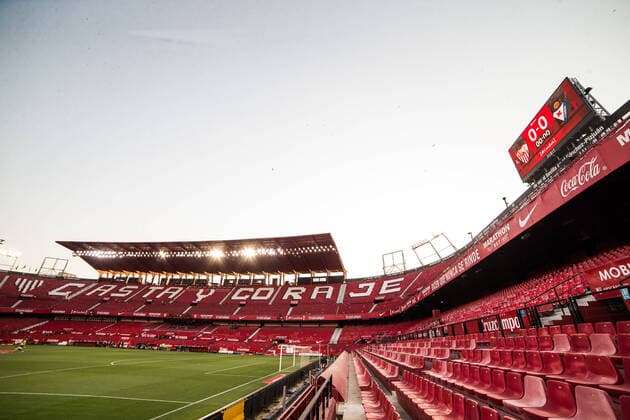 July 6, 2020, Sevilla, SEVILLA, SPAIN: Illustration, a general view of the empty stands before the spanish league, LaLiga, football match played between Sevilla Futbol Club and Sociedad Deportiva Eibar at Ramon Sanchez Pizjuan Stadium on July 6, 2020 in Sevilla, Spain. Sevilla SPAIN - ZUMAa181 20200706_zaa_a181_002 Copyright: xJoaquinxCorcherox