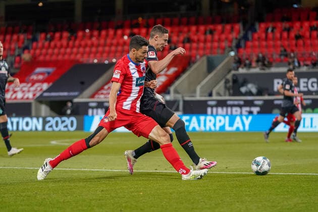 1 FC Heidenheim vs SV Werder Bremen Relegation 02 06 07 2020 Stefan Schimmer 1 FC Heidenheim 1846 09 , Davie Selke SV Werder Bremen 09 Sport nphgm001 Football 1 Bundesliga season 19 20 Relegation 02 1 FC Heidenheim vs SV Werder Bremen 06 07 2020 Foto gumzmedia nordphoto POOL DFL regulations prohibit any use of photographs as image sequences and or quasi video EDITORIAL USE ONLY National and international News Agencies OUT Heidenheim Voith Arena BW GERMANY Poolfoto gumzmedia nordphoto ,EDITORIAL USE ONLY