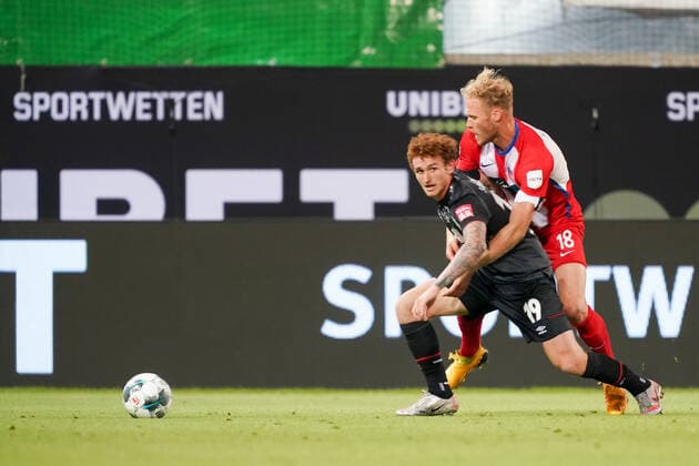 1 FC Heidenheim vs SV Werder Bremen Relegation 02 06 07 2020 Sebastian Griesbeck 1 FC Heidenheim 1846 18 , Joshua Sargent Werder Bremen 19 Sport nphgm001 Football 1 Bundesliga season 19 20 Relegation 02 1 FC Heidenheim vs SV Werder Bremen 06 07 2020 Foto gumzmedia nordphoto POOL DFL regulations prohibit any use of photographs as image sequences and or quasi video EDITORIAL USE ONLY National and international News Agencies OUT Heidenheim Voith Arena BW GERMANY Poolfoto gumzmedia nordphoto ,EDITORIAL USE ONLY