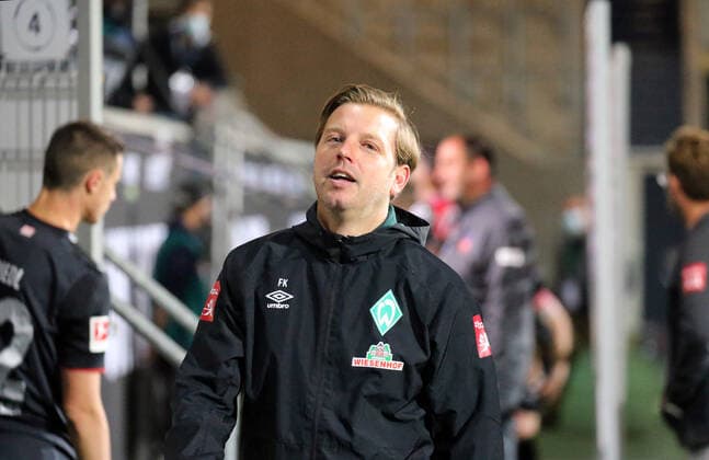 Relegation 1 FC Heidenheim SV Werder Bremen Florian Kohfeldt SV Werder Bremen Germany, Heidenheim, 06 07 2020, Football, Bundesliga, Season 2019 2020, Relegation, 1 FC Heidenheim SSV Jahn Regensburg DFL DFB REGULATIONS PROHIBIT ANY USE OF PHOTOGRAPHS AS IMAGE AND OR QUASI VIDEO Photo Press Photo Herd Robin Herd Pool Press Photo Herd Heidenheim Herd Baden Württemberg Germany Poolfoto Pressefoto Rudel Robin Rudel Poo ,EDITORIAL USE ONLY