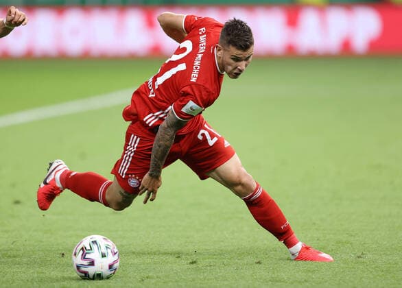 Sports Soccer, Cup Final Season 2019 2020, 04 07 2020 DFB Cup Final of the Men , Bayer Leverkusen Bayern Munich , Munich Lucas Hernandez firo, Sports, Soccer, Cup Final Season 2019 2020, 04 07 2020 DFB Cup Final of the Men Bayer Leverkusen FC Bayern Munich , Munich Photo Jürgen Fromme firosportphoto POOL Only for journalistic use a city Berlin Olympiastadion Bundesland Berlin Germany Poolfoto Jürgen Fromme firo Sportphoto POOL ,EDITORIAL USE ONLY