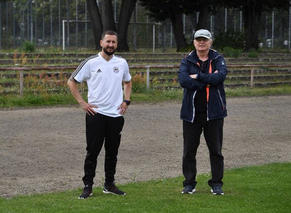 Soccer, men, season 2020 2021, Regionalliga Nordost, test match VSG Altglienicke Tennis Borussia 2 0 , from l Coach Markus Zschiesche TeBe, Tennis Borussia , Head of Sports Claudio Offenberg TeBe, Tennis Borussia , 11 07 2020, Copyright: xMatthiasxKochx