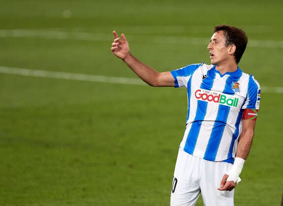 Real Sociedad s Mikel Oyarzabal reacts during La Liga match round 36 between Villarreal CF and Real Sociedad at La Ceramica Stadium in Villarreal, Spain, as the season resumed following a three-month absence due to the novel coronavirus COVID-19 pandemic. Jul 13, 2020. (20200713204)