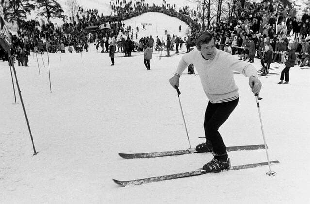 690223 Triple gold medalist in alpine skiing at The Winter Olympic Games, Olympische Spiele, Olympia, OS in Grenoble 1968 Jean-Claude Killy of France is seen during a tour of Sweden on February 23, 1969 in Stockholm. BILDBYRAN  Copyright: BILDBYRAN BB690223BB006