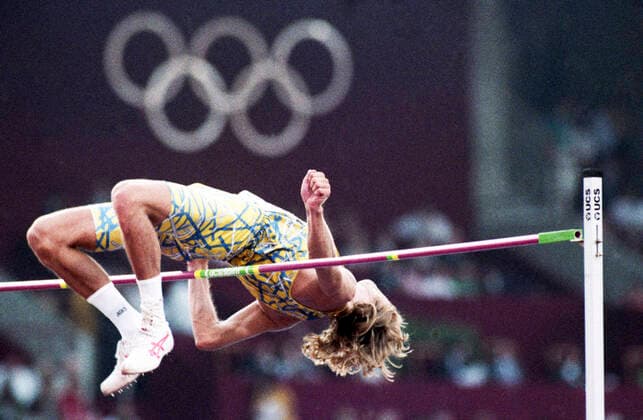 920731 Summer Olympics 1992, Athletics: Silver medalist Patrik Sjoberg of Sweden during high jump at The Summer Olympic Games, Olympische Spiele, Olympia, OS on July 31, 1992 in Barcelona, Spain. BILDBYRAN  Copyright: BILDBYRAN BB920731BB013