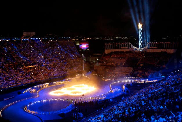 020208 Winter Olympics 2002, Opening Ceremony: Overview of Rice-Eccles Olympic Stadium during the opening ceremony at The Winter Olympic Games, Olympische Spiele, Olympia, OS on February 8, 2002 in Salt Lake City, USA. BILDBYRAN  Copyright: ANDREASxHILLERGREN BB020208BB030