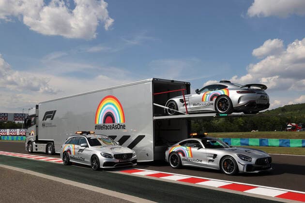 Motorsports: FIA Formula One World Championship, WM, Weltmeisterschaft 2020, Grand Prix of Hungary, F1 Safety Car, Mercedes-AMG GT R and F1 Medical Car Budapest Hungary