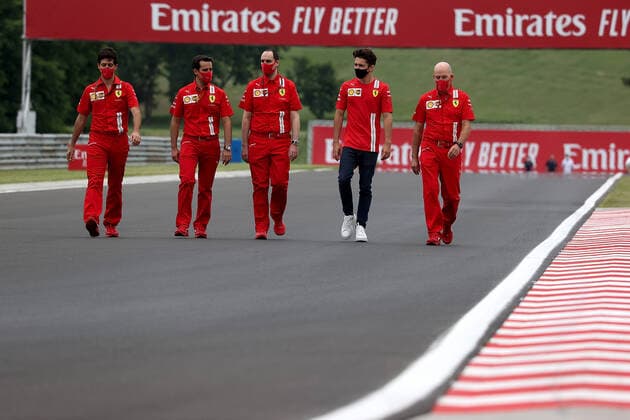 Formula 1 Grand Prix Hungarian Grand Prix 2020 16 07 2020, Hungaroring, Budapest, Formula 1 Grand Prix Hungarian Grand Prix 2020, in the picture Charles Leclerc MCO 16 , Scuderia Ferrari is going around the track with its engineers nordphotoxBratic nph00250