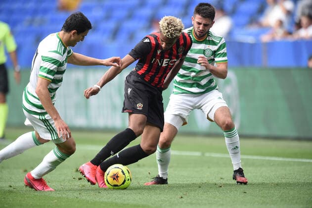 Ishan Sacho (nice) vs Ryan Christie (celtic) FOOTBALL : OGC Nice vs Celtic FC - Trophee Veolia - 16 07 2020 FredericChambert Panoramic 