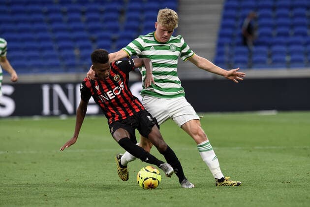 Hicham Boudaoui (nice) vs Scott Reobertson (celtic) FOOTBALL : OGC Nice vs Celtic FC - Trophee Veolia - 16 07 2020 FredericChambert Panoramic 
