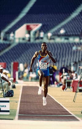 Carl Lewis at the 1996 US OLympic Track and Field Team Trials Carl Lewis (USA) long jump action sequence at the 1996 US Olympic Track and Field Team Trials Atlanta Georgia United States Copyright: xStevenxExxSutton DUOMO PCNx TF0102_107134_SEQ1-1