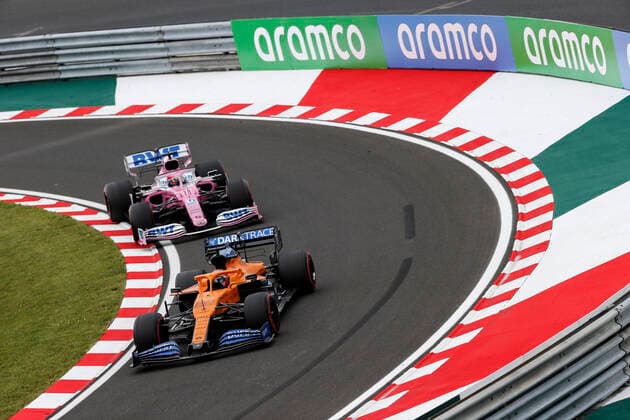 Motorsports: FIA Formula One World Championship, WM, Weltmeisterschaft 2020, Grand Prix of Hungary, 55 Carlos Sainz (ESP, McLaren F1 Team), 11 Sergio Perez (MEX, BWT Racing Point F1 Team), Budapest Hungary