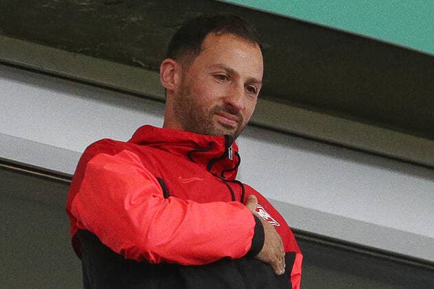 KAZAN, RUSSIA - JULY 22, 2020: Spartak Moscow s head coach Domenico Tedesco is seen during a 2019 2020 Russian Premier League Round 30 football match between Rubin Kazan and Spartak Moscow at Ak Bars Arena. Spartak Moscow won 2-1. Tedesco has been banned by the Russian Premier League till the end of the 2019 2020 season for disrespectful behaviour towards the fourth official after being sent off the pitch at a Russian Premier League Round 27 match between Spartak Moscow and Lokomotiv Moscow. Yegor Aleyev TASS  TS0E0E6B