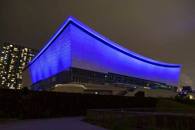 July 23, 2020, Tokyo, Japan: The Olympic venue Ariake Arena is light up in blue color to pay tribute to medical service workers fighting against the COVID-19. Ariake Arena and other Olympic venues were illuminated exactly a year before the opening of the Olympic Games, Olympische Spiele, Olympia, OS Tokyo 2020, postponed due to the new coronavirus pandemic. Tokyo Japan - ZUMAm191 0102619733st Copyright: xRodrigoxReyesxMarinx