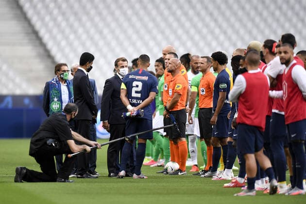 EMMANUEL MACRON FOOTBALL : Paris SG vs Saint Etienne - Coupe de France - Finale - 24 07 2020 FEP Panoramic 